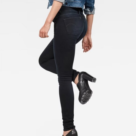 G-Star Raw Lynn Mid Waist Skinny Jeans W24 L30 Dark Blue Wash Stretch 24 - Picture 1 of 14